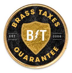 Brass Taxes Guarantee badge